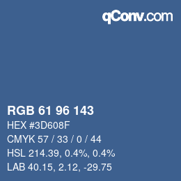 Color code: RGB 61 96 143 | qconv.com