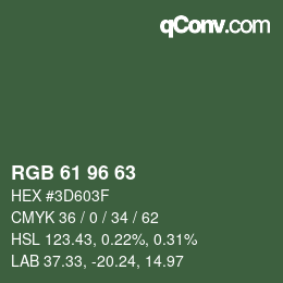 カラーコード: RGB 61 96 63 | qconv.com