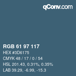 カラーコード: RGB 61 97 117 | qconv.com