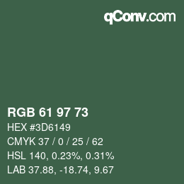 Código de color: RGB 61 97 73 | qconv.com