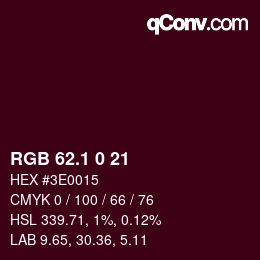 カラーコード: RGB 62.1 0 21 | qconv.com