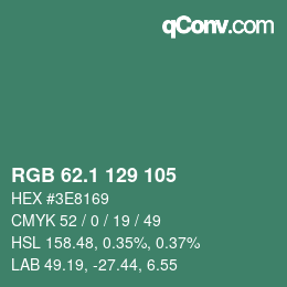 カラーコード: RGB 62.1 129 105 | qconv.com