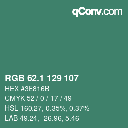 カラーコード: RGB 62.1 129 107 | qconv.com