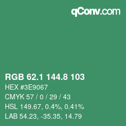 カラーコード: RGB 62.1 144.8 103 | qconv.com