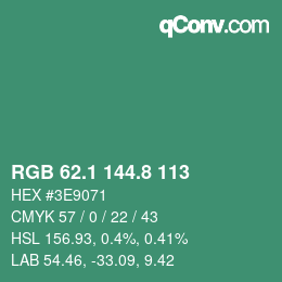 カラーコード: RGB 62.1 144.8 113 | qconv.com