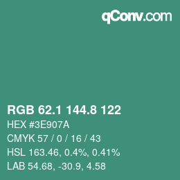 カラーコード: RGB 62.1 144.8 122 | qconv.com