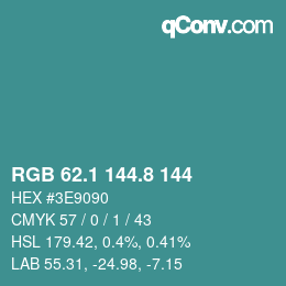 Color code: RGB 62.1 144.8 144 | qconv.com