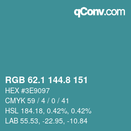 Color code: RGB 62.1 144.8 151 | qconv.com