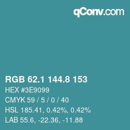 カラーコード: RGB 62.1 144.8 153 | qconv.com