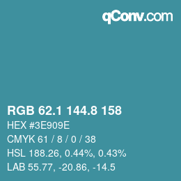 カラーコード: RGB 62.1 144.8 158 | qconv.com