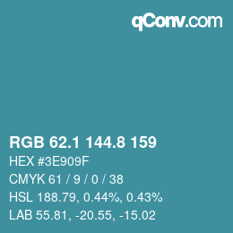 Color code: RGB 62.1 144.8 159 | qconv.com