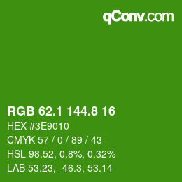 カラーコード: RGB 62.1 144.8 16 | qconv.com