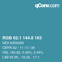カラーコード: RGB 62.1 144.8 163 | qconv.com