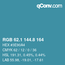 Color code: RGB 62.1 144.8 164 | qconv.com