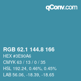 カラーコード: RGB 62.1 144.8 166 | qconv.com