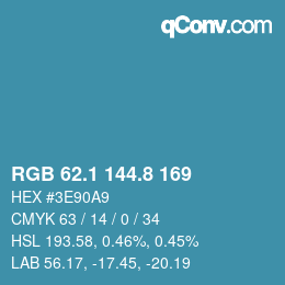 Color code: RGB 62.1 144.8 169 | qconv.com