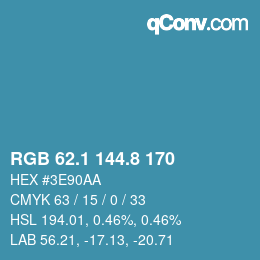 Color code: RGB 62.1 144.8 170 | qconv.com