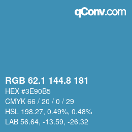 カラーコード: RGB 62.1 144.8 181 | qconv.com