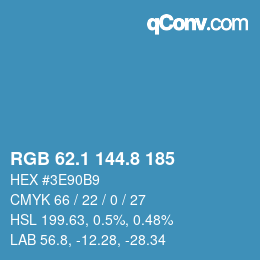 カラーコード: RGB 62.1 144.8 185 | qconv.com
