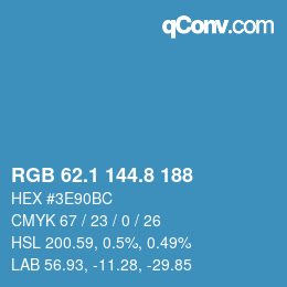 Color code: RGB 62.1 144.8 188 | qconv.com