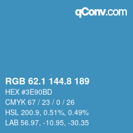 Color code: RGB 62.1 144.8 189 | qconv.com