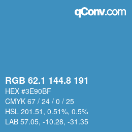カラーコード: RGB 62.1 144.8 191 | qconv.com