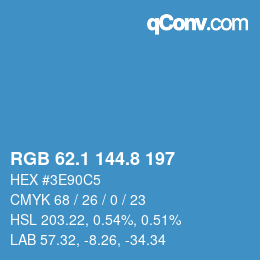 Farbcode: RGB 62.1 144.8 197 | qconv.com