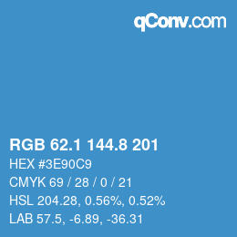 Color code: RGB 62.1 144.8 201 | qconv.com