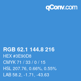 Color code: RGB 62.1 144.8 216 | qconv.com