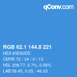 Color code: RGB 62.1 144.8 221 | qconv.com