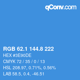 カラーコード: RGB 62.1 144.8 222 | qconv.com