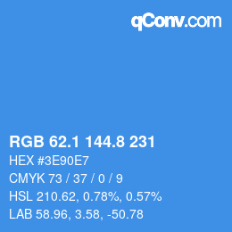 Color code: RGB 62.1 144.8 231 | qconv.com