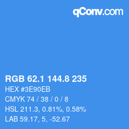 Color code: RGB 62.1 144.8 235 | qconv.com