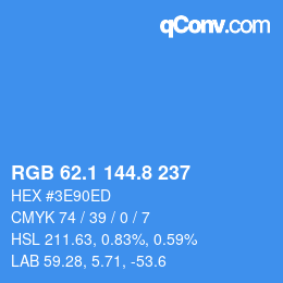 カラーコード: RGB 62.1 144.8 237 | qconv.com