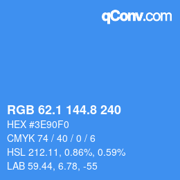 Color code: RGB 62.1 144.8 240 | qconv.com