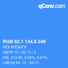 Color code: RGB 62.1 144.8 249 | qconv.com