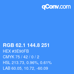 カラーコード: RGB 62.1 144.8 251 | qconv.com