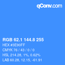 Color code: RGB 62.1 144.8 255 | qconv.com