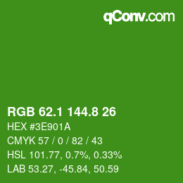 カラーコード: RGB 62.1 144.8 26 | qconv.com