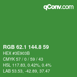 カラーコード: RGB 62.1 144.8 59 | qconv.com