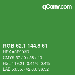 カラーコード: RGB 62.1 144.8 61 | qconv.com
