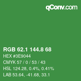 カラーコード: RGB 62.1 144.8 68 | qconv.com