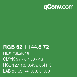 カラーコード: RGB 62.1 144.8 72 | qconv.com