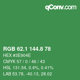 カラーコード: RGB 62.1 144.8 78 | qconv.com