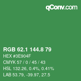 カラーコード: RGB 62.1 144.8 79 | qconv.com