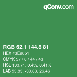 カラーコード: RGB 62.1 144.8 81 | qconv.com