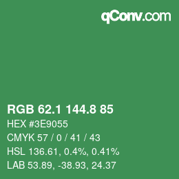 カラーコード: RGB 62.1 144.8 85 | qconv.com