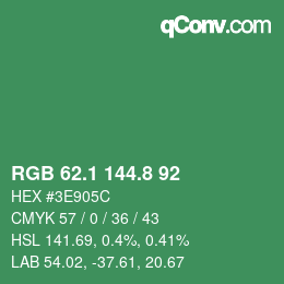 カラーコード: RGB 62.1 144.8 92 | qconv.com