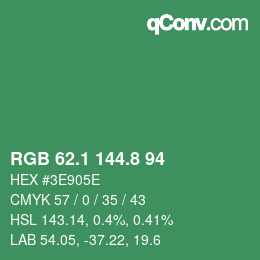 カラーコード: RGB 62.1 144.8 94 | qconv.com
