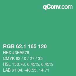 カラーコード: RGB 62.1 165 120 | qconv.com